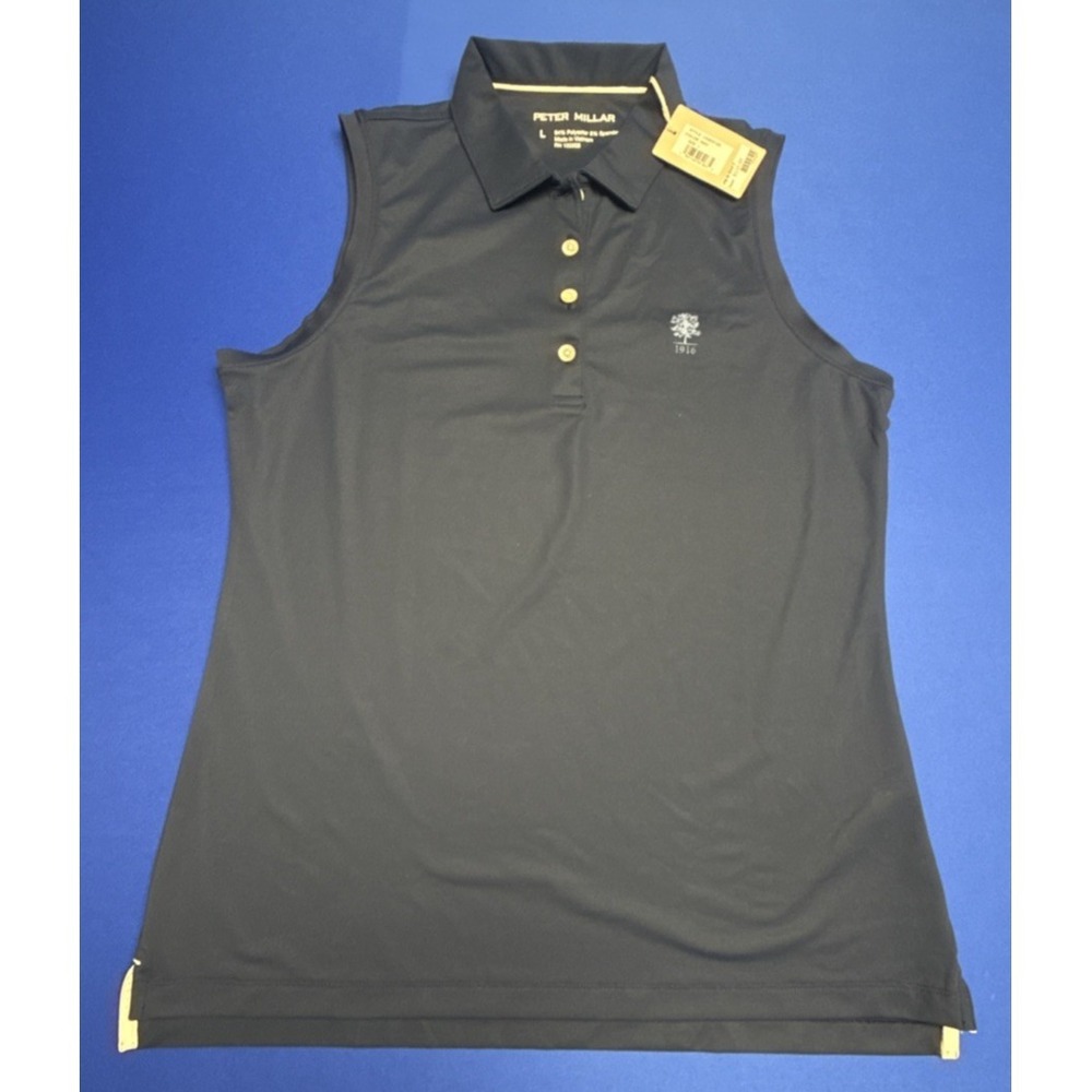 Peter Millar Golf Shirt Polo Womens L Chest Logo Printed Sleeveless